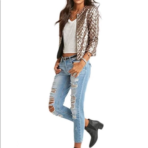 Gold Sequin Blazer - Picture 3 of 4